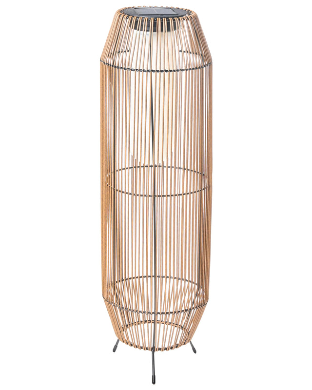 Outdoor Solar Lantern Natural Synthetic Material Woven Shade LED Garden Patio Energy-Efficient Beliani