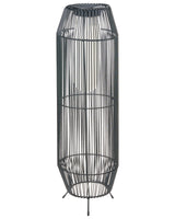 Outdoor Solar Lantern Black Synthetic Material Woven Shade LED Garden Patio Energy-Efficient Beliani