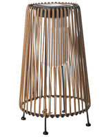 Garden Solar Lantern Natural Synthetic Material Woven Shade Iron Base LED Garden Deco Energy-Efficient Beliani