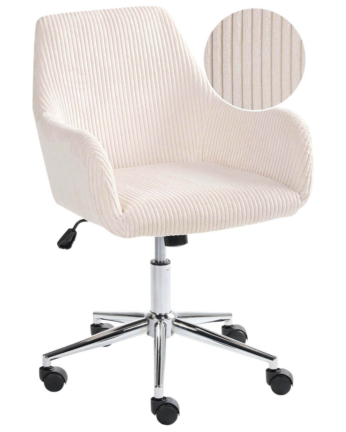 Office Chair Light Beige Corduroy Seat and Backrest Swivel Desk Computer Adjustable Height Modern Home Office Beliani