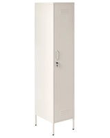 Metal Storage Cabinet Light Beige Metal Locker with 5 Shelves and Rail Modern Home Office Beliani
