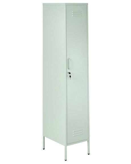 Metal Storage Cabinet Mint Green Metal Locker with 5 Shelves and Rail Modern Home Office Beliani