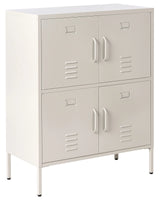 Sideboard Light Beige Iron 4 Doors Cabinet for Documents Home Office Beliani