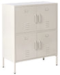 Sideboard Light Beige Iron 4 Doors Cabinet for Documents Home Office Beliani
