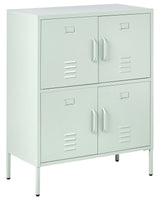 Sideboard Mint Green Iron 4 Doors Cabinet for Documents Home Office Beliani