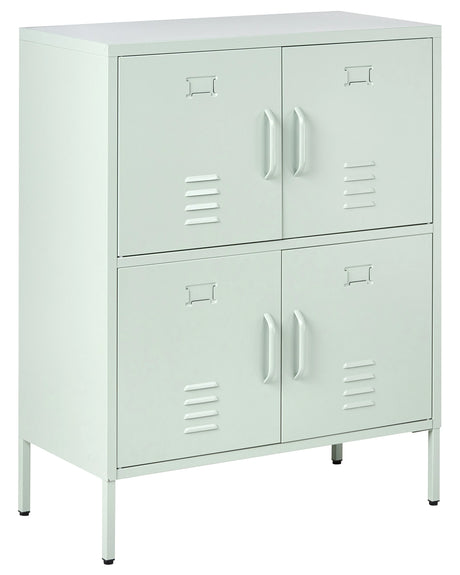 Sideboard Mint Green Iron 4 Doors Cabinet for Documents Home Office Beliani