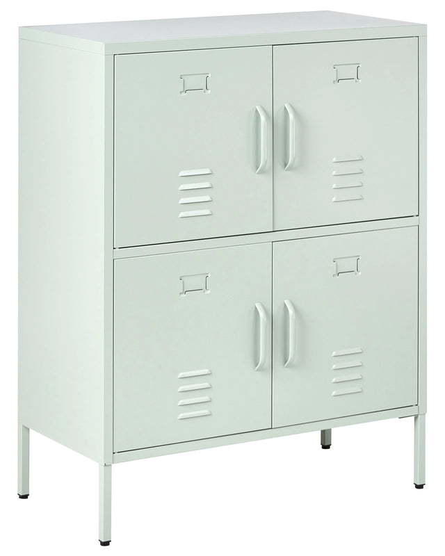 Sideboard Mint Green Iron 4 Doors Cabinet for Documents Home Office Beliani