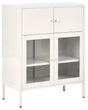 Display Cabinet Light Beige Iron with 2 Glass Doors and 2 Closed Compartments Scandinvian Style Beliani