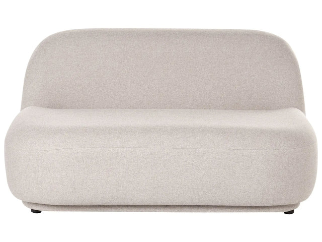 2 Seater Sofa Loveseat Beige Fabric Easy Clean Contemporary Retro Design Low Back Modern Minimalist Beliani