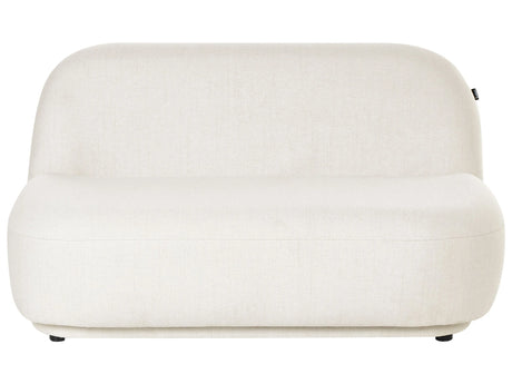 2 Seater Sofa Loveseat Off-White Fabric Contemporary Retro Design Low Back Modern Minimalist Beliani