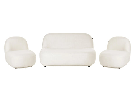 4 Seater Sofa Set Armchairs Loveseat Off-White Fabric Contemporary Retro Design Low Back Modern Minimalist Living Room Beliani