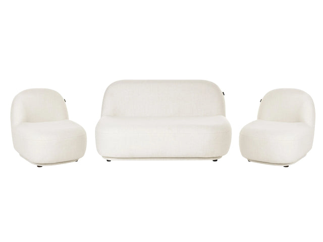 4 Seater Sofa Set Armchairs Loveseat Off-White Fabric Contemporary Retro Design Low Back Modern Minimalist Living Room Beliani
