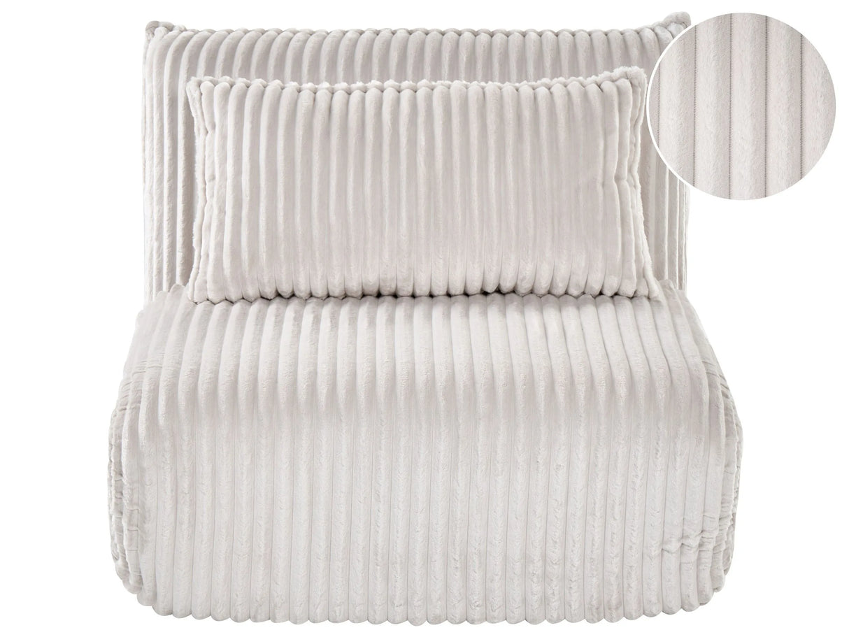 Sofa Bed Off-White Corduroy Upholstery 1 Seater with Additional Cushion Sleeper Function Adjustable Backrest Armless for Kids and Adults Beliani