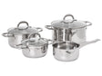 7 Piece Pot Set Silver Stainless Steel 4 Pots with Glass Lids Beliani