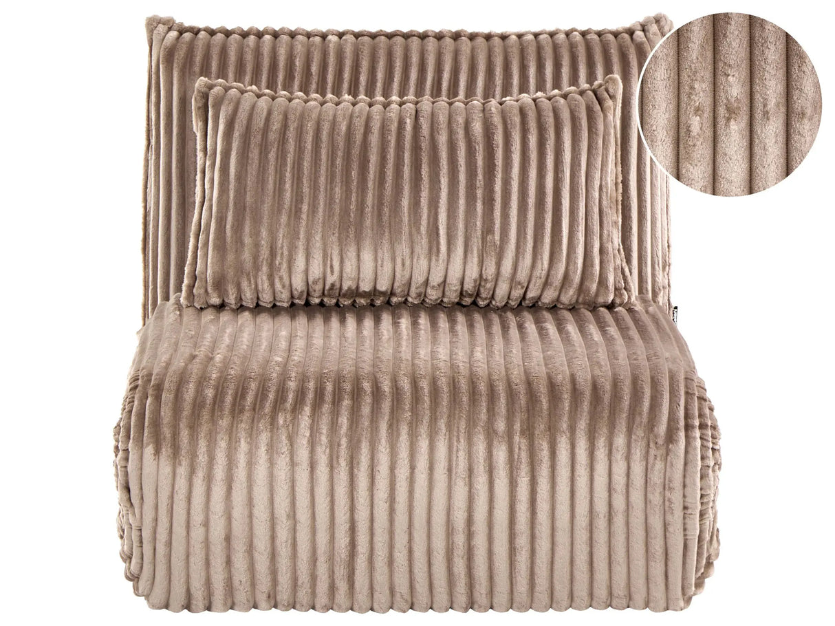 Sofa Bed Light Brown Corduroy Upholstery 1 Seater with Additional Cushion Sleeper Function Adjustable Backrest Armless for Kids and Adults Beliani