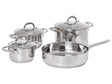 7 Piece Pot and Pan Set Silver Stainless Steel 3 Pots with Lids 1 Frying Pan Beliani