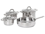 7 Piece Pot and Pan Set Silver Stainless Steel 3 Pots with Lids 1 Frying Pan Beliani