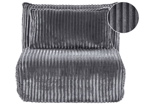 Sofa Bed Grey Corduroy Upholstery 1 Seater with Additional Cushion Sleeper Function Adjustable Backrest Armless for Kids and Adults Beliani