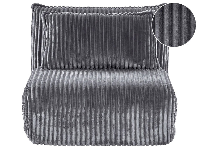 Sofa Bed Grey Corduroy Upholstery 1 Seater with Additional Cushion Sleeper Function Adjustable Backrest Armless for Kids and Adults Beliani
