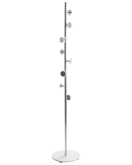 Coat Stand Silver Metal Marble Base Freestanding Jacket Rack Industrial Hallway Accessories Beliani