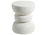 Accent Side Table White with Terrazzo Effect Magnesium Oxide Fiberglass  37 cm Round Top Hourglass Shape UV Rust Water Wind Resistant Modern Living Room Beliani