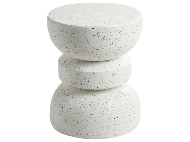 Accent Side Table White with Terrazzo Effect Magnesium Oxide Fiberglass  37 cm Round Top Hourglass Shape UV Rust Water Wind Resistant Modern Living Room Beliani