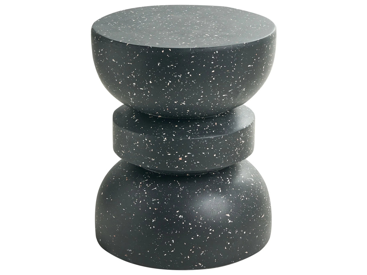 Accent Side Table Black with Terrazzo Effect Magnesium Oxide Fiberglass  37 cm Round Top Hourglass Shape UV Rust Water Wind Resistant Modern Living Room Beliani