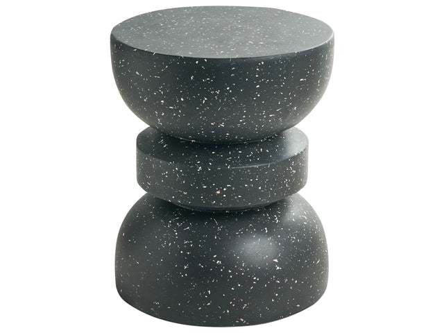 Accent Side Table Black with Terrazzo Effect Magnesium Oxide Fiberglass  37 cm Round Top Hourglass Shape UV Rust Water Wind Resistant Modern Living Room Beliani