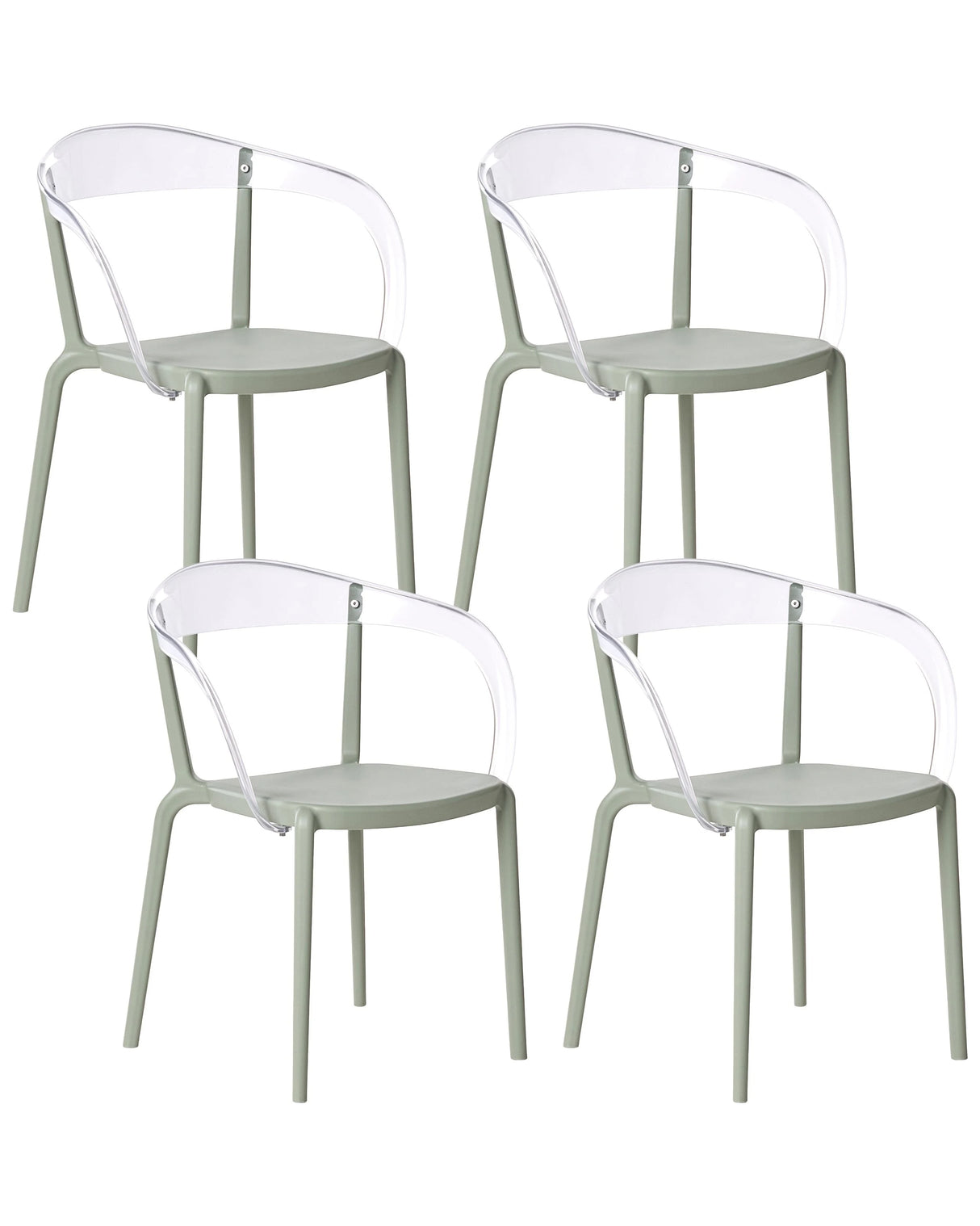 Set of 4 Garden Chairs Light Green Synthetic Material Plastic Indoor Outdoor Garden with Armrests Dining Room Modern Minimalist Style Beliani