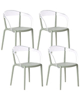 Set of 4 Garden Chairs Light Green Synthetic Material Plastic Indoor Outdoor Garden with Armrests Dining Room Modern Minimalist Style Beliani