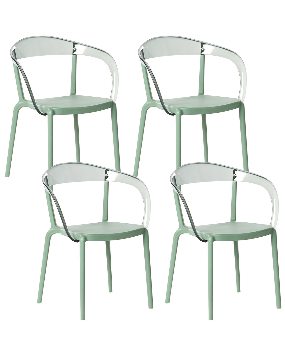 Set of 4 Garden Chairs Green Synthetic Material Plastic Indoor Outdoor Garden with Armrests Dining Room Modern Minimalist Style Beliani