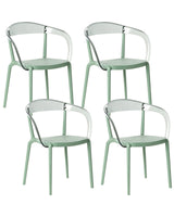 Set of 4 Garden Chairs Green Synthetic Material Plastic Indoor Outdoor Garden with Armrests Dining Room Modern Minimalist Style Beliani
