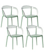 Set of 4 Garden Chairs Green Synthetic Material Plastic Indoor Outdoor Garden with Armrests Dining Room Modern Minimalist Style Beliani