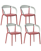 Set of 4 Garden Chairs Red Synthetic Material Plastic Indoor Outdoor Garden with Armrests Dining Room Modern Minimalist Style Beliani