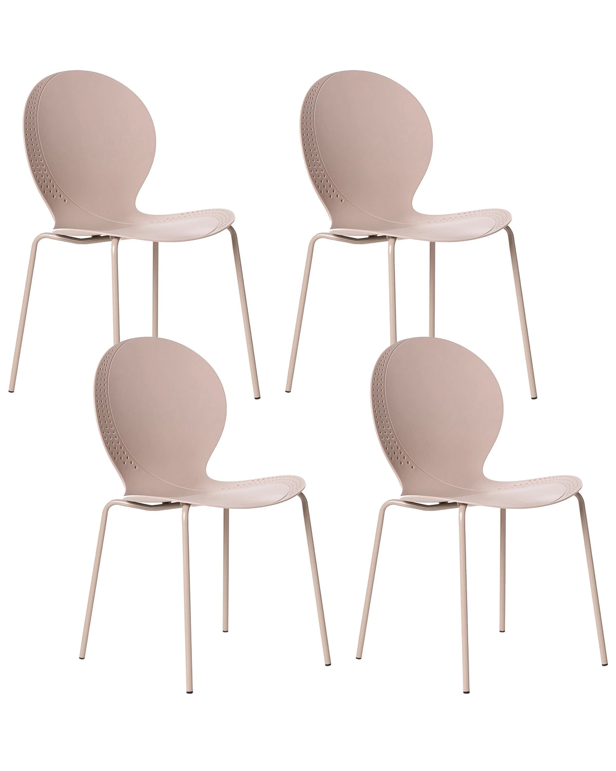 Set of 4 Garden Chairs Beige Synthetic Material Plastic Indoor Outdoor Garden Dining Room Modern Style Beliani