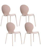 Set of 4 Garden Chairs Beige Synthetic Material Plastic Indoor Outdoor Garden Dining Room Modern Style Beliani