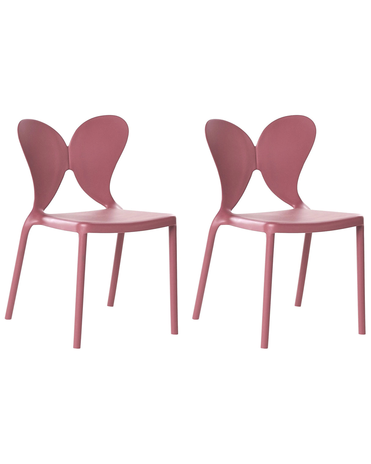 Set of 2 Garden Chairs Pink Synthetic Material Plastic Indoor Outdoor Garden Butterfly Backrest Dining Room Modern Minimalist Style Beliani