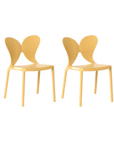 Set of 2 Garden Chairs Yellow Synthetic Material Plastic Indoor Outdoor Garden Butterfly Backrest Dining Room Modern Minimalist Style Beliani