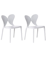 Set of 2 Garden Chairs Light Grey Synthetic Material Plastic Indoor Outdoor Garden Butterfly Backrest Dining Room Modern Minimalist Style Beliani