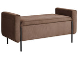 Storage Bench Brown Fabric Upholstery Water-Repellent Metal Legs Lift Up Top Beliani