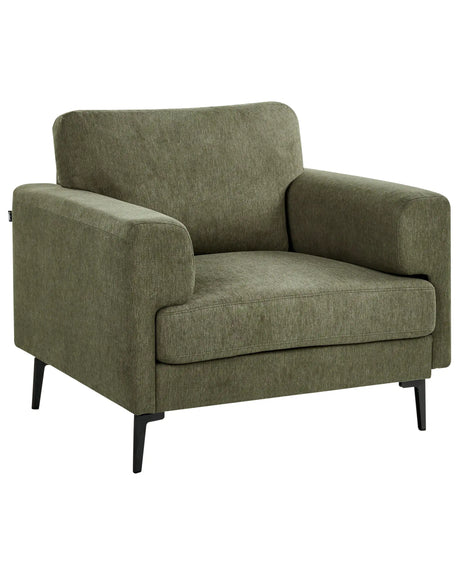 Armchair Green Fabric Upholstery Iron Legs Minimalistic Mid Cenutry Modern Style Beliani