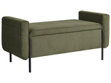 Storage Bench Green Fabric Upholstery Water-Repellent Metal Legs Lift Up Top Beliani