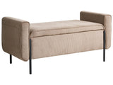 Storage Bench Beige Fabric Upholstery Water-Repellent Metal Legs Lift Up Top Beliani