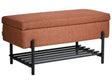 Storage Bench Golden Brown Fabric Upholstery Water-Repellent Metal Legs Lift Up Top Beliani