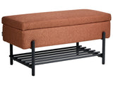 Storage Bench Golden Brown Fabric Upholstery Water-Repellent Metal Legs Lift Up Top Beliani