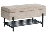 Storage Bench Taupe Fabric Upholstery Water-Repellent Metal Legs Lift Up Top Beliani