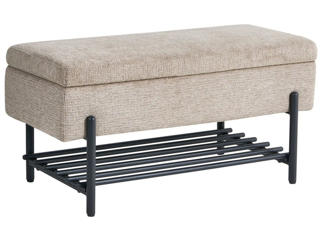 Storage Bench Taupe Fabric Upholstery Water-Repellent Metal Legs Lift Up Top Beliani
