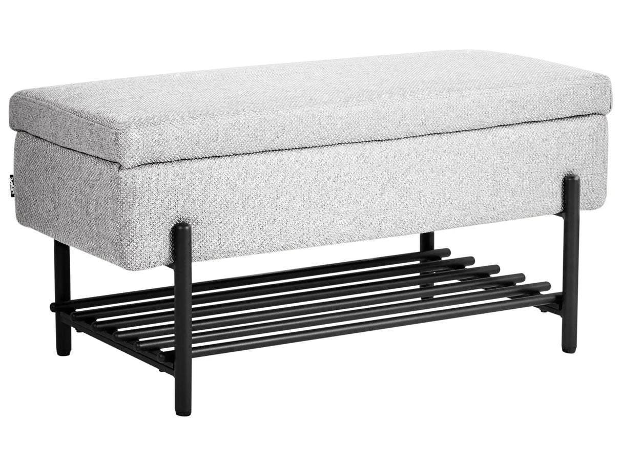 Storage Bench Light Grey Fabric Upholstery Water-Repellent Metal Legs Lift Up Top Beliani