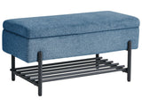 Storage Bench Blue Fabric Upholstery Water-Repellent Metal Legs Lift Up Top Beliani