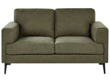 2 Seater Sofa Green Fabric Upholstery Iron Legs Minimalistic Mid Cenutry Modern Style Beliani